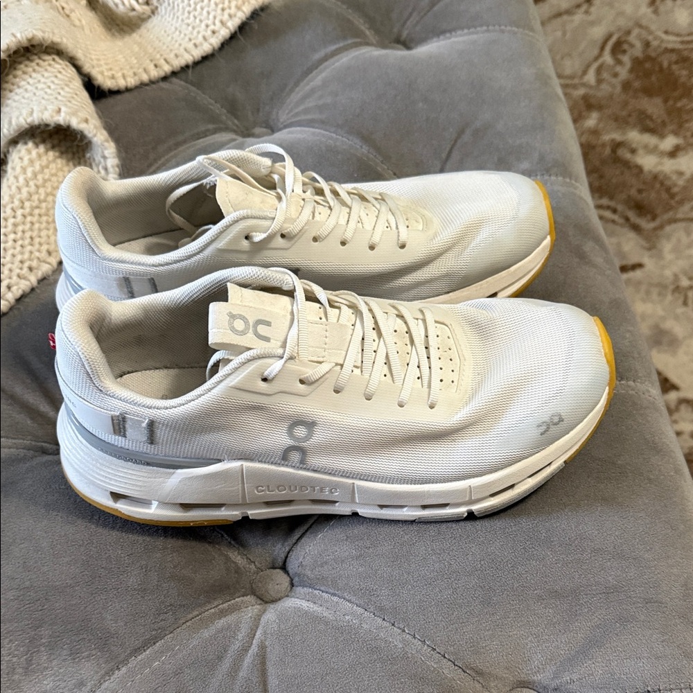 On Cloudtec White Sneakers with Gum Sole - Picture 3 of 5